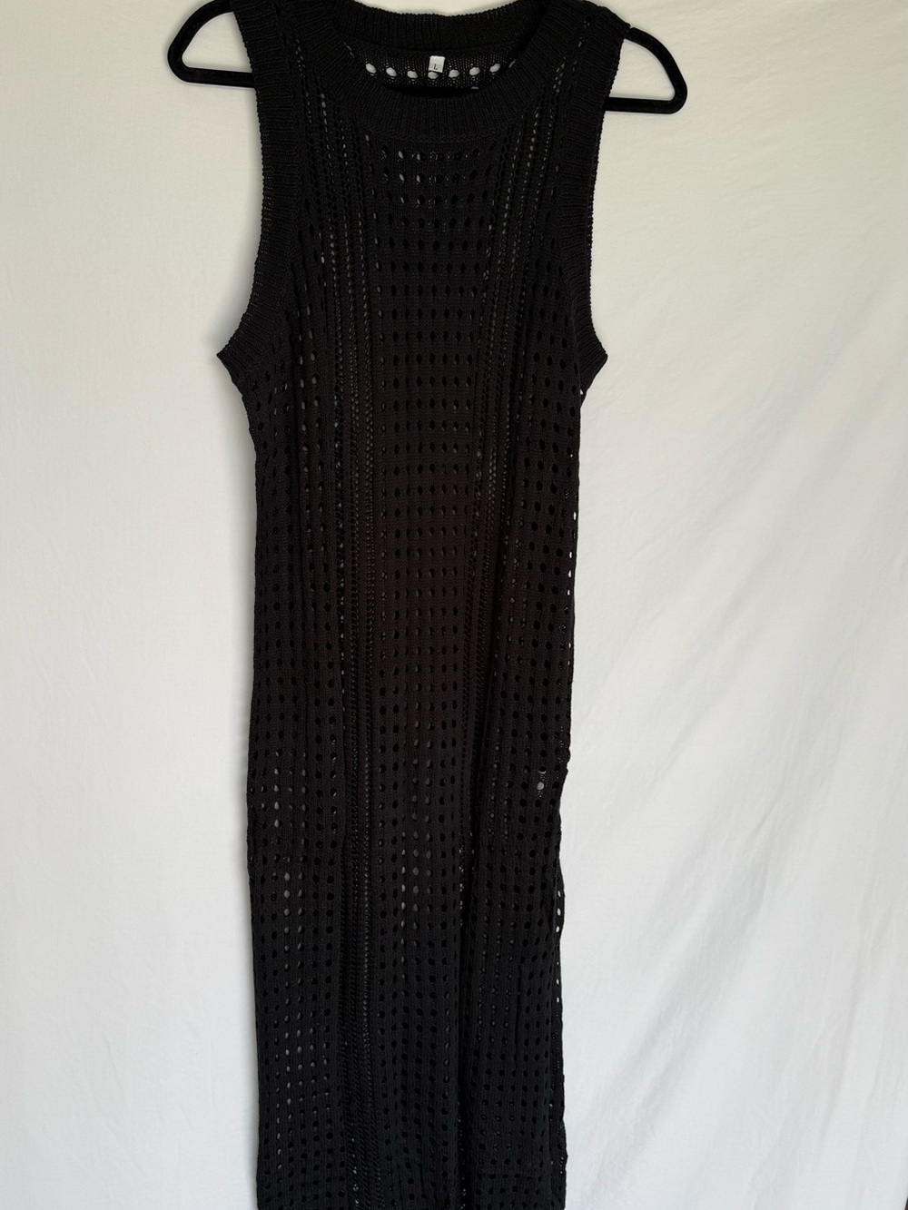 Black Sleeveless Crochet Swim Coverup Maxi